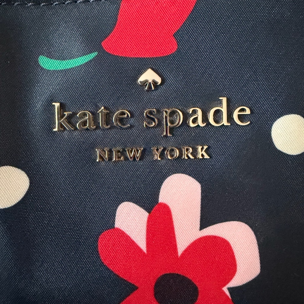kate spade Chelsea Whimsy Navy Floral Tote with Red & Pink Flowers - Picture 5 of 8